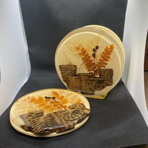 Vintage 70's Colorflo Lucite 2 Piece Set-Napkin Holder-Trivet handmade USA retro